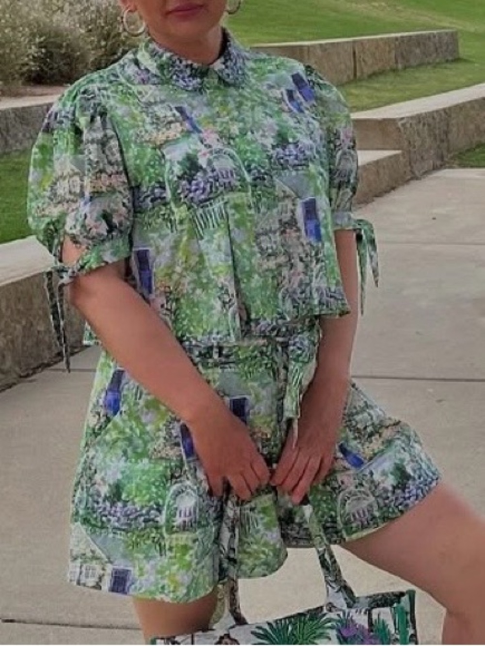 En Saison Green Floral Mini Dress Set - Picture 1 of 11